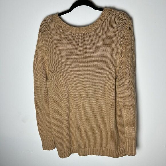 Talbots Sweater Womens 2X Beige Round Neck Knit Long Sleeve Pull Over​ - Picture 2 of 6